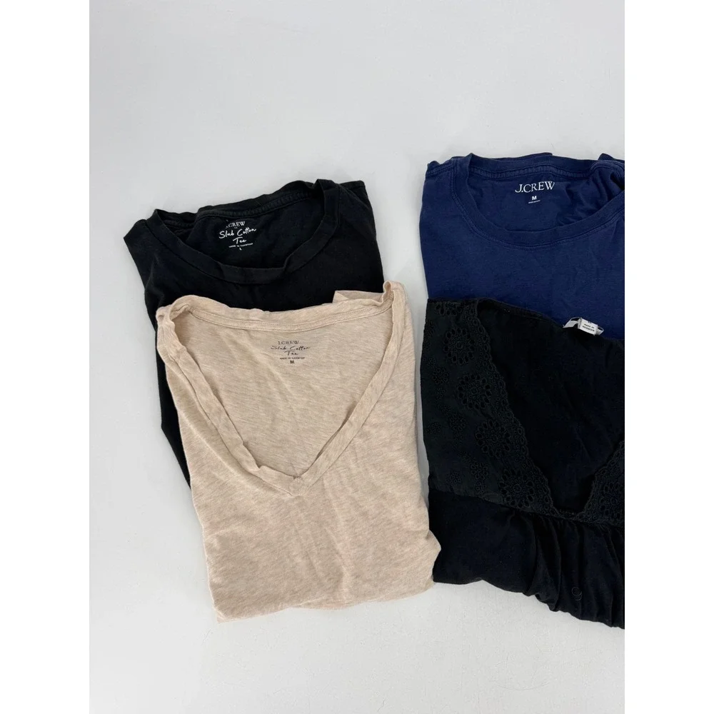 J.Crew Tops Lot Womens M Multi Color Slub Cotton Eyelet Tropical Basics Preppy